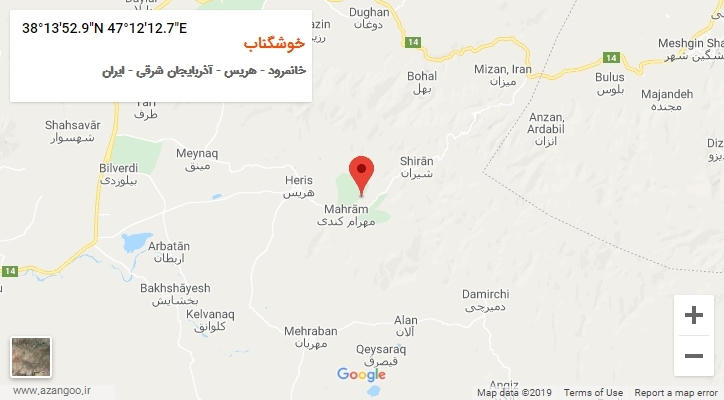 روستای خوشگناب بر روی نقشه