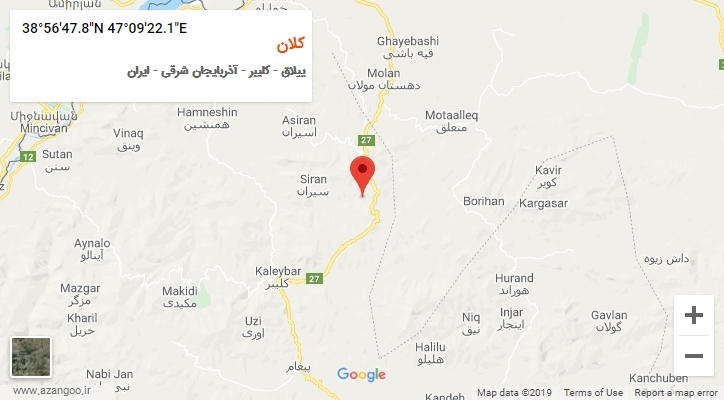 روستای کلان بر روی نقشه