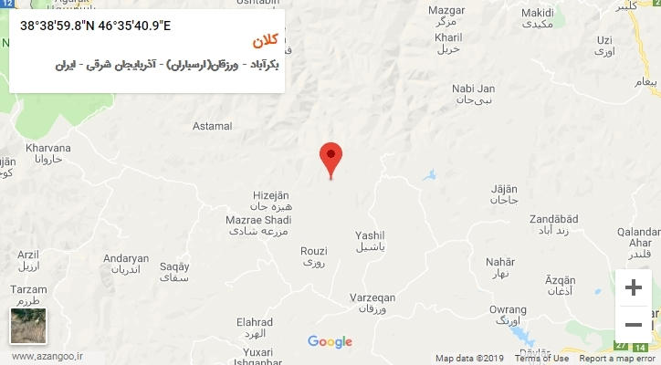 روستای کلان بر روی نقشه
