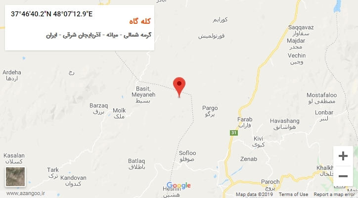 روستای کله گاه بر روی نقشه