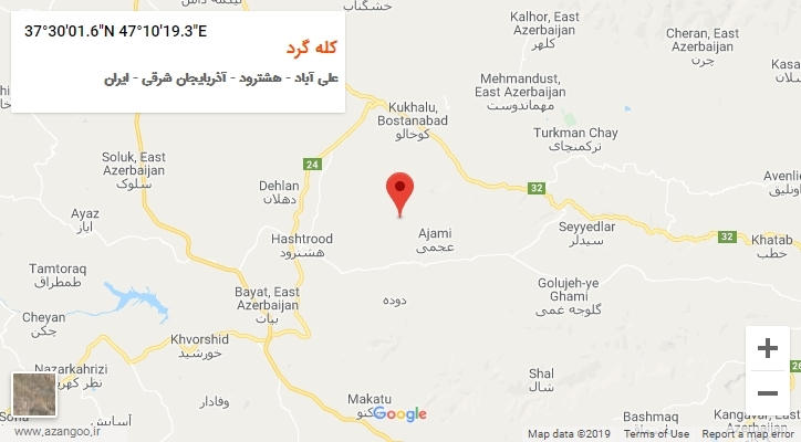 روستای کله گرد بر روی نقشه