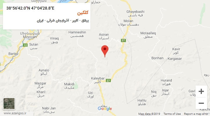 روستای کلکین بر روی نقشه