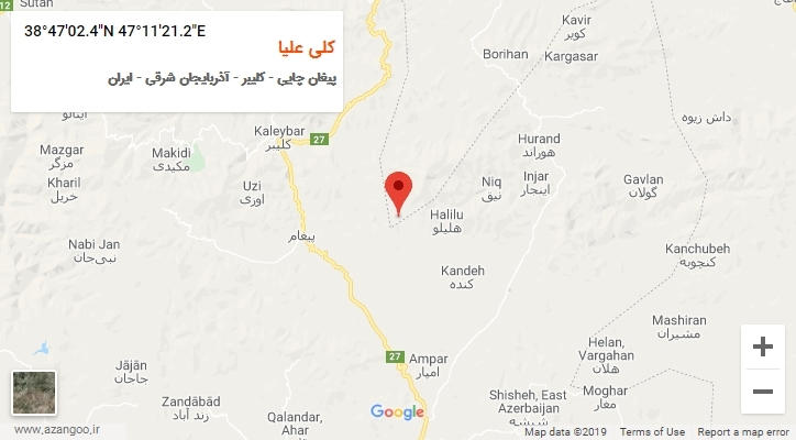 روستای کلی علیا بر روی نقشه