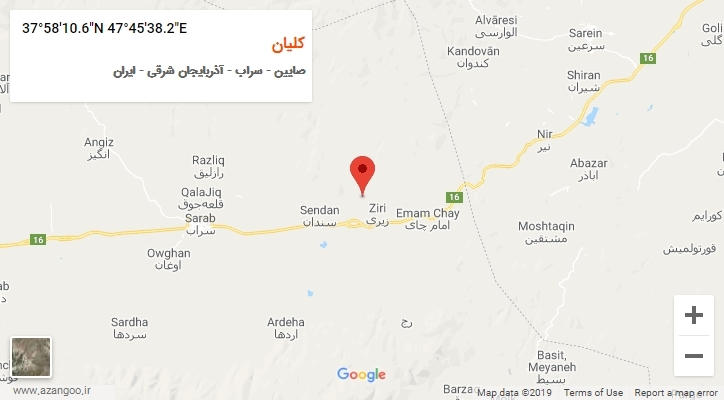 روستای کلیان بر روی نقشه
