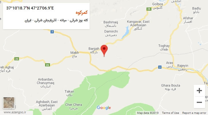 روستای کمرکوه بر روی نقشه