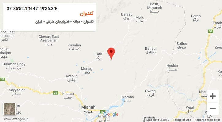 روستای کندوان بر روی نقشه