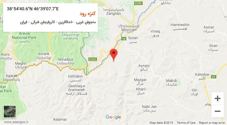 روستای کنزه رود بر روی نقشه