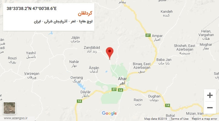 روستای کردلقان بر روی نقشه