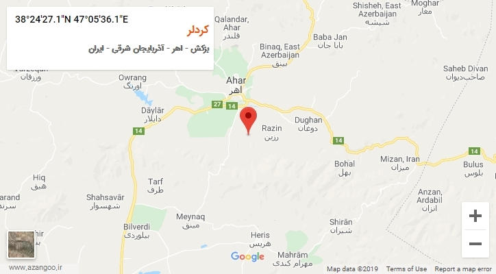 روستای کردلر بر روی نقشه