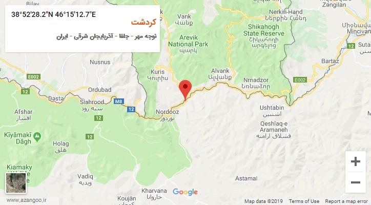 روستای کردشت بر روی نقشه