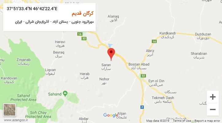 روستای کرگان قدیم بر روی نقشه
