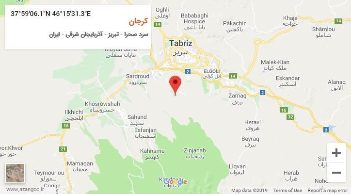 روستای کرجان بر روی نقشه