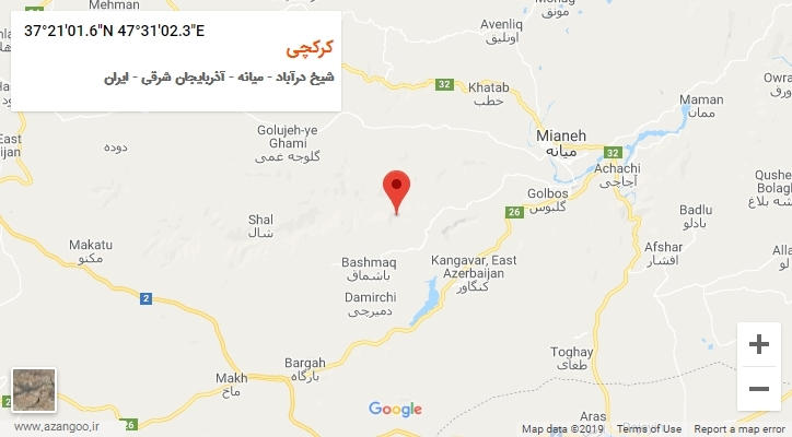 روستای کرکچی بر روی نقشه