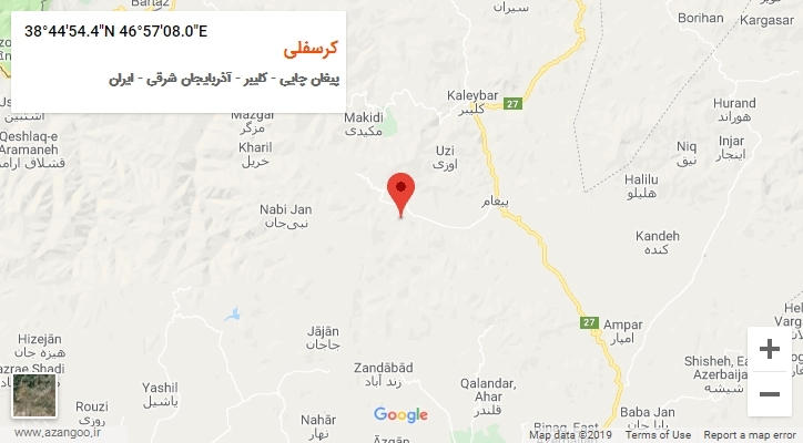 روستای کرسفلی بر روی نقشه