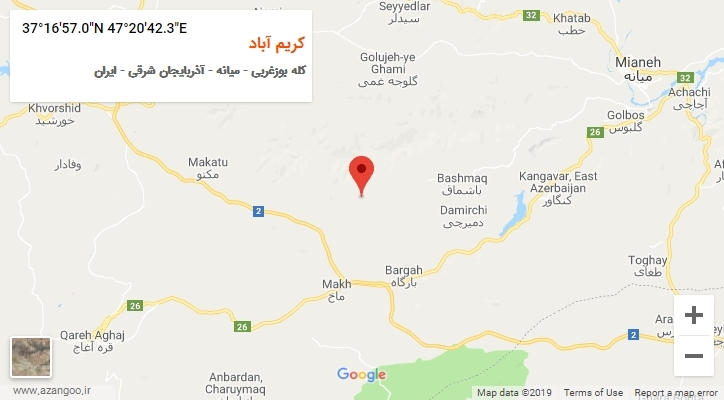 روستای کریم آباد بر روی نقشه