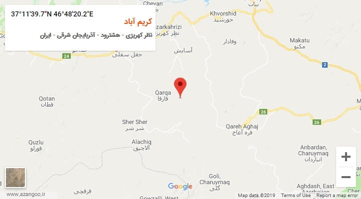 روستای کریم آباد بر روی نقشه