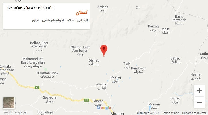 روستای کسلان بر روی نقشه