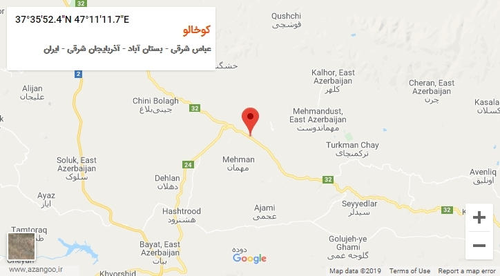 روستای کوخالو بر روی نقشه