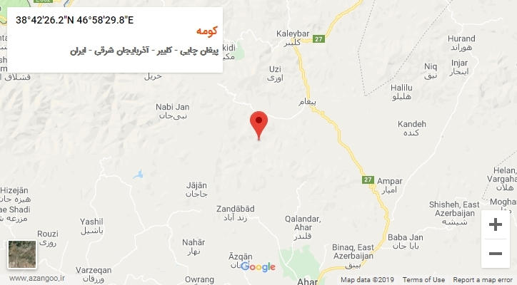 روستای کومه بر روی نقشه