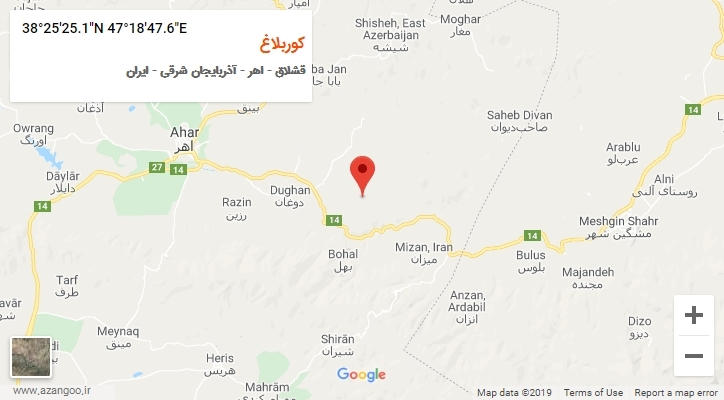 روستای کوربلاغ بر روی نقشه
