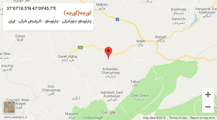 روستای کورجه(گورجه) بر روی نقشه