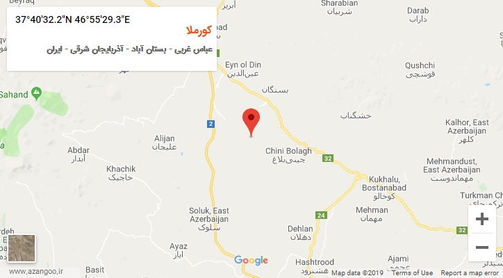 روستای کورملا بر روی نقشه