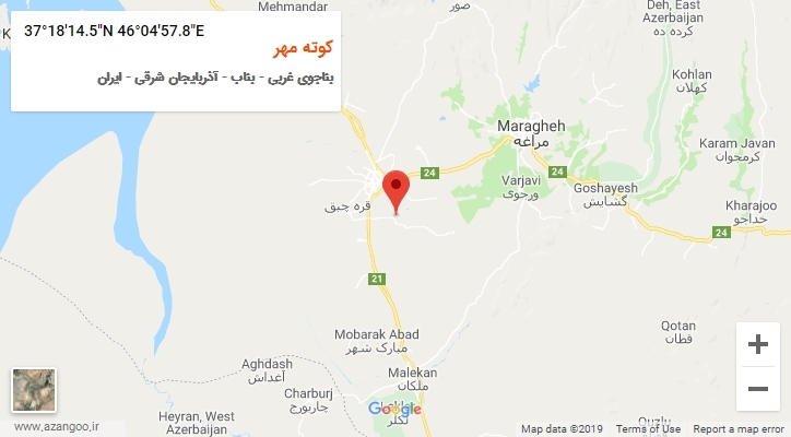 روستای کوته مهر بر روی نقشه