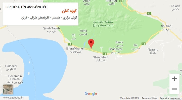 روستای کوزه کنان بر روی نقشه