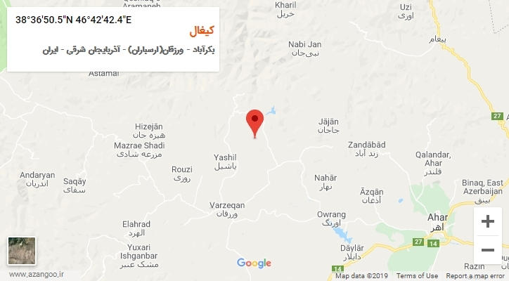 روستای کیغال بر روی نقشه