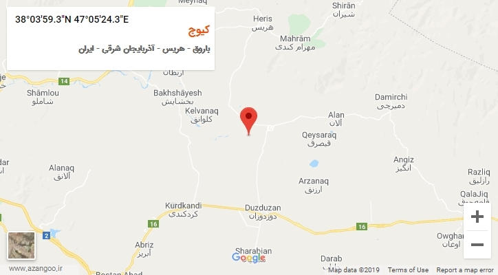 روستای کیوج بر روی نقشه