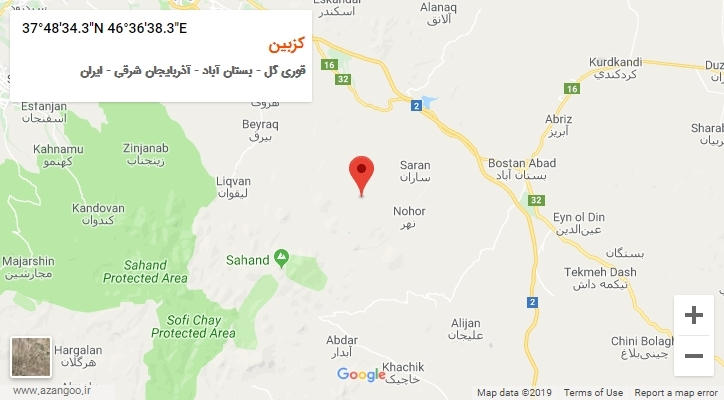 روستای کزبین بر روی نقشه