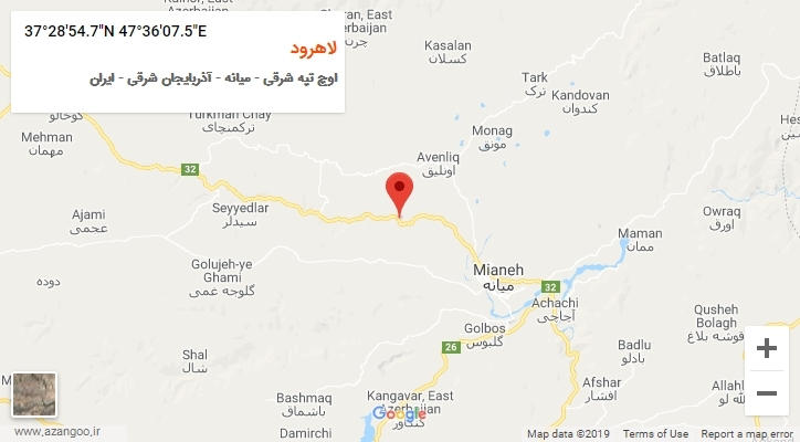 روستای لاهرود بر روی نقشه