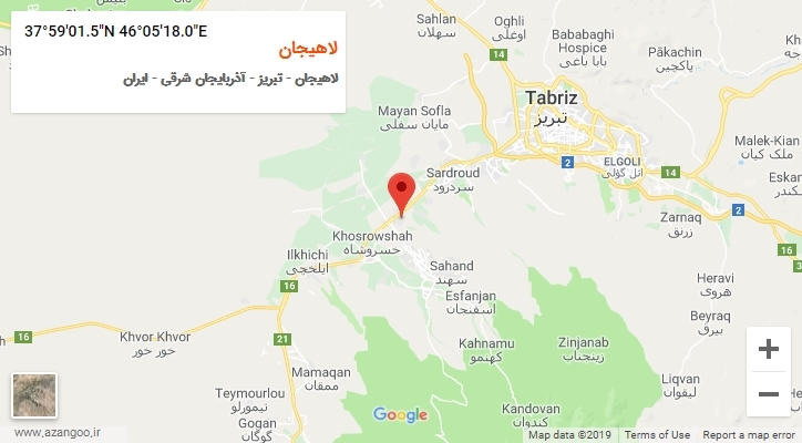 روستای لاهیجان بر روی نقشه