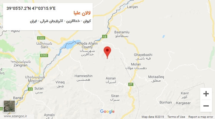 روستای لالان علیا بر روی نقشه