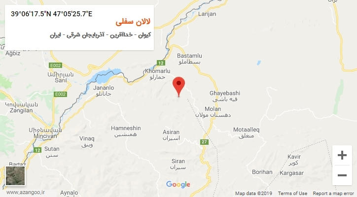 روستای لالان سفلی بر روی نقشه