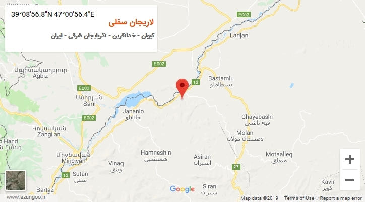 روستای لاریجان سفلی بر روی نقشه
