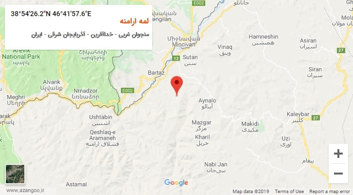 روستای لمه ارامنه بر روی نقشه
