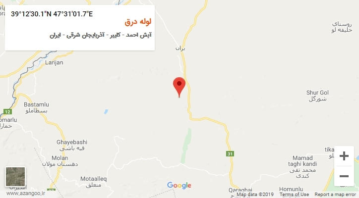 روستای لوله درق بر روی نقشه