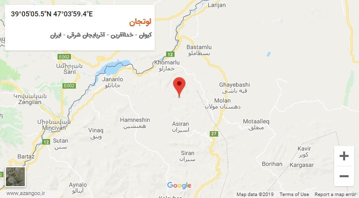 روستای لوتجان بر روی نقشه