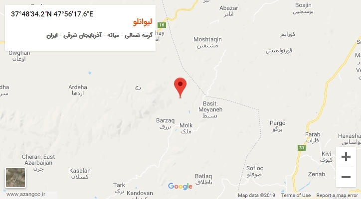 روستای لیوانلو بر روی نقشه