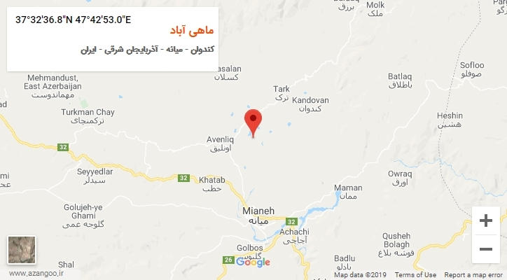 روستای ماهی آباد بر روی نقشه