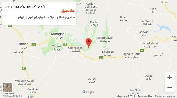 روستای مغانجیق بر روی نقشه