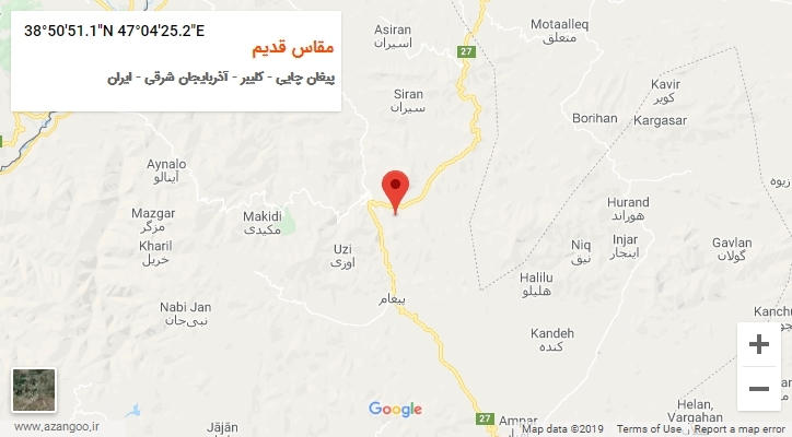 روستای مقاس قدیم بر روی نقشه