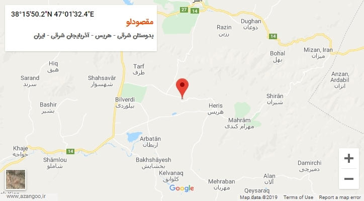 روستای مقصودلو بر روی نقشه