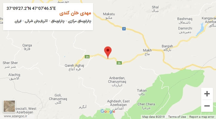 روستای مهدی خان کندی بر روی نقشه