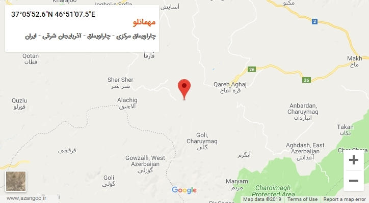 روستای مهمانلو بر روی نقشه