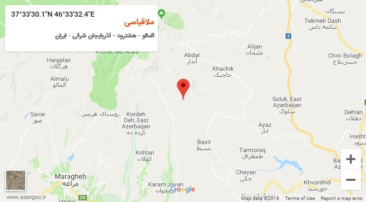 روستای ملاقیاسی بر روی نقشه