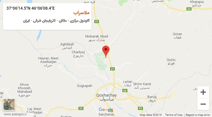 روستای ملاسراب بر روی نقشه