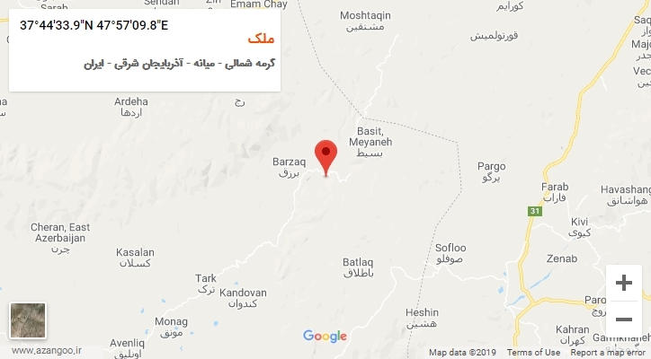 روستای ملک بر روی نقشه