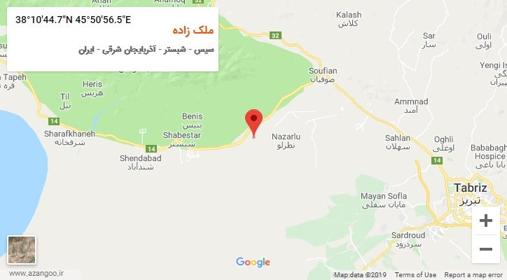 روستای ملک زاده بر روی نقشه